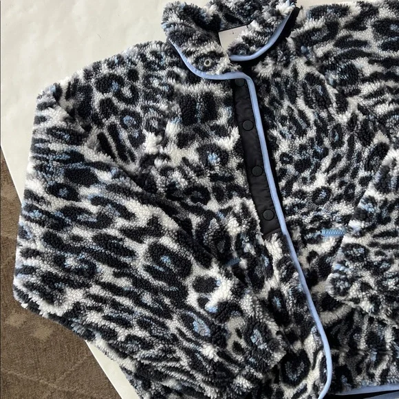 FP Movement by Free People Black, White & Blue Leopard Print Fleece Jacket - Picture 4 of 9